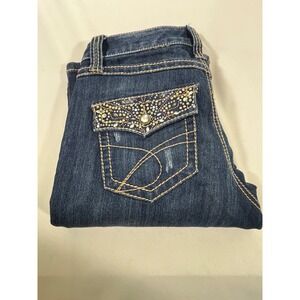 INC Denim Women Bootcut Jeans Embellished Pockets‎ Distressed Medium Wash Sz 4